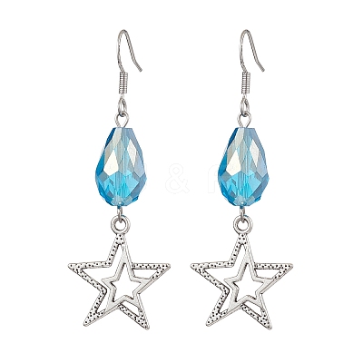Alloy Star Dangle Earrings EJEW-JE05873-1