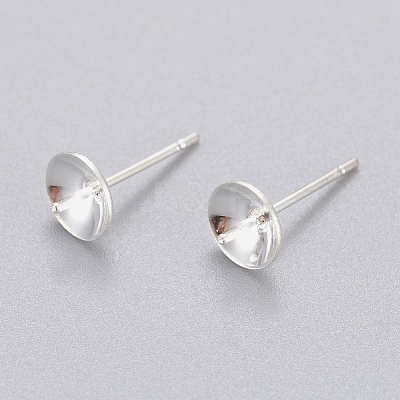 304 Stainless Steel Post Stud Earring Settings For Half Drilled Beads STAS-H558-06S-1