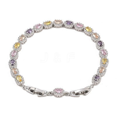 Platinum Tone Brass Micro Pave Cubic Zirconia Tennis Bracelets BJEW-B160-02P-03-1