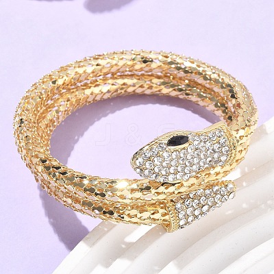 Snake Alloy Rhinestone Bangles for Women LS-BJEW-G085-01G-02-1