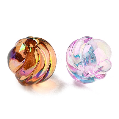 Transparent UV Plating Iridescent Acrylic Beads OACR-Q189-06-1