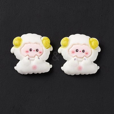 Spray Painted Resin Cabochons RESI-G031-09-1