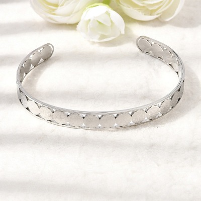 201 Stainless Steel Open Cuff Bangles for Women BJEW-Z162-01P-1