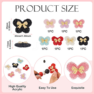 7Pcs 7 Colors Opaque Acrylic Beads and Alloy Bowknot SACR-TA0001-52-1