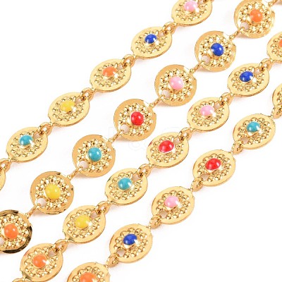 Ion Plating(IP) 304 Stainless Steel Flat Round with Flower Link Chains STAS-N092-125-1