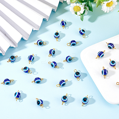 200Pcs Evil Eye Resin Beads Connector Charms RESI-HY0001-05-1