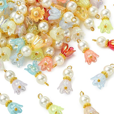 100Pcs 10 Colors Acrylic Pendants PALLOY-CJ00058-1