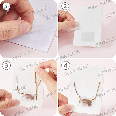 15Pcs Plastic Necklace Chain Adhesive Pouch for Necklace Display Cards AJEW-SC0003-43-1