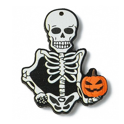 Halloween Single Face Printed Wood Big Pendants WOOD-H103-07-1