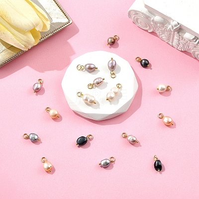 10Pcs 5 Colors Dyed Natural Cultured Freshwater Pearl Pendants PALLOY-YW00041-1