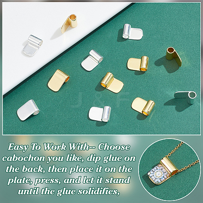 18Pcs 2 Styles Rack Plating Brass Glue-on Flat Pad Bails KK-AR0001-80A-1