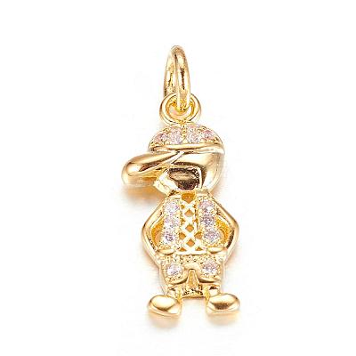 Brass Micro Pave Cubic Zirconia Pendants ZIRC-P060-34G-1