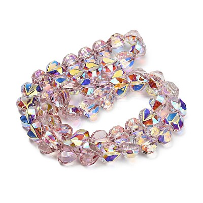Electroplate Transparent Glass Beads Strands X-EGLA-B012-AB08-1