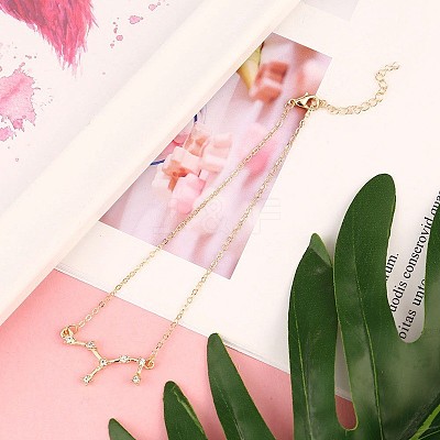 Twelve Constellation Alloy Crystal Rhinestone Link Chain Anklets for Women FS-WG97E4C-06-1