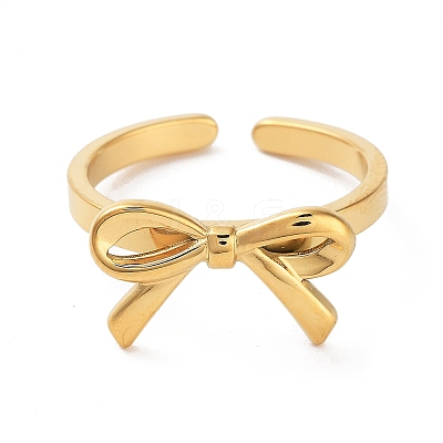 304 Stainless Steel Open Cuff Rings for Women X-RJEW-Z044-01G-02-1