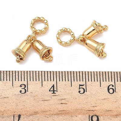 Brass Double Christmas Bell European Dangle Charms KK-H526-09G-1