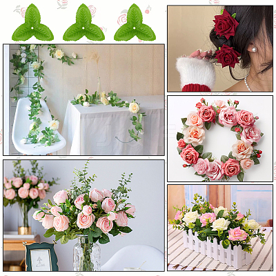 Cloth Artificial Rose Leaf AJEW-WH0270-951B-1