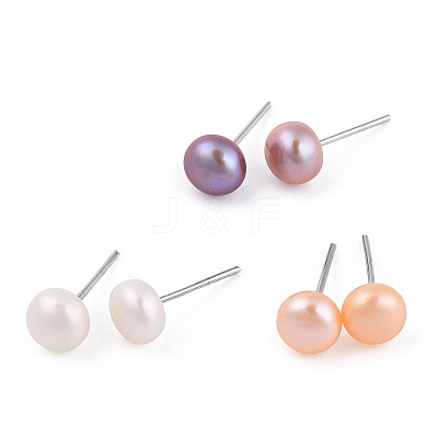 Dyed Natural Pearl Stud Earrings PEAR-N020-06C-1