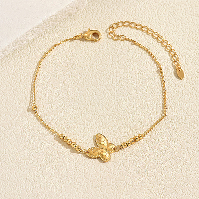 Summer Beach Brass Butterfly Link Anklets for Women JO8539-1