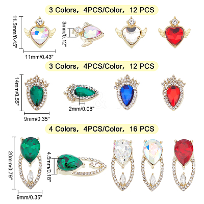 40Pcs 10 Style Alloy Rhinestone Cabochons ALRI-GA0001-01-1
