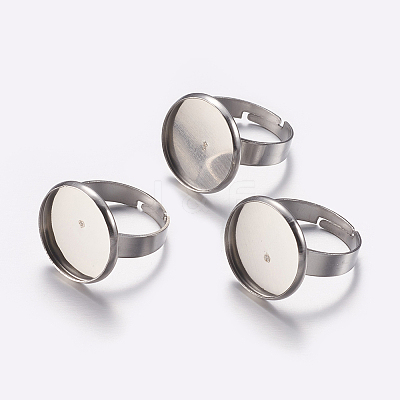 Tarnish Resistant Adjustable 304 Stainless Steel Finger Rings Components LS-STAS-I097-037C-P-1