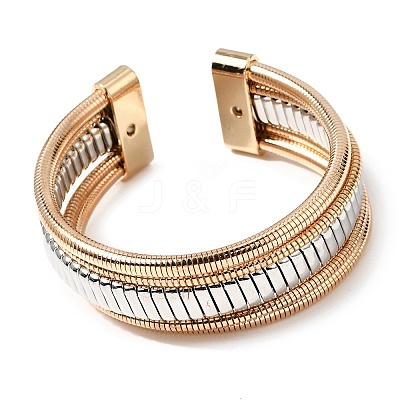 Two-tone Iron Multi-strand Snake Chain Cuff Bangles for Women BJEW-P390-01C-A-1