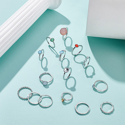 2 Sets 2 Style Alloy Finger Rings Sets RJEW-UN0003-03P-1