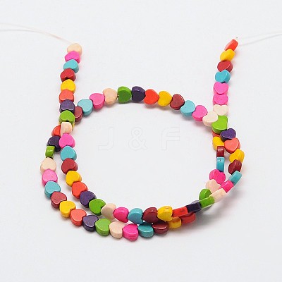 Dyed Synthetical Turquoise Heart Bead Strand G-P083-88C-1