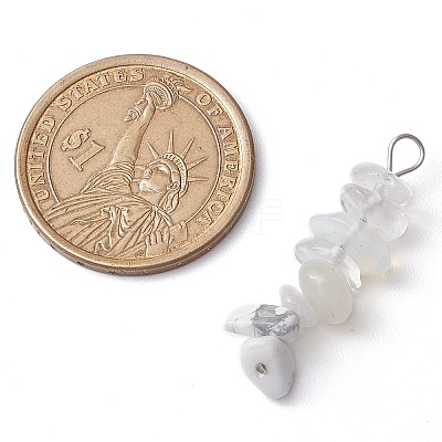 Gradient Color Natural Quartz Crystal & Synthetic White Howlite & Natural White Moonstone & Opalite Chip Beaded Pendants PALLOY-JF02790-01-1