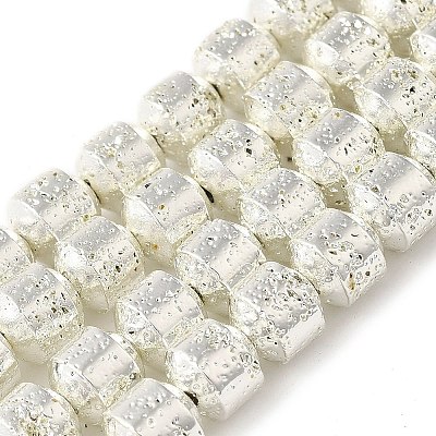 Electroplated Natural Lava Rock Beads Strands G-L606-B02-01F-1