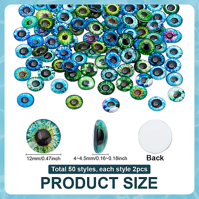100 Pcs 50 Style Glass Cabochons GLAA-PH0004-21-1