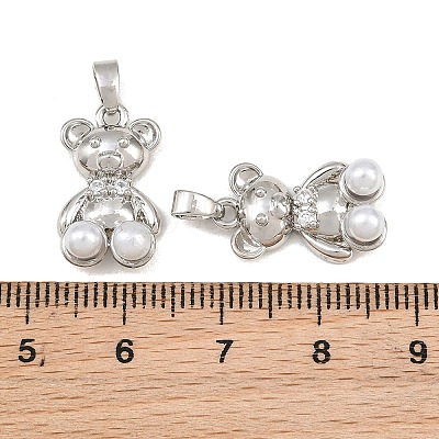 Brass Micro Pave Clear Cubic Zirconia Pendants CU-CBAA571-19P-1