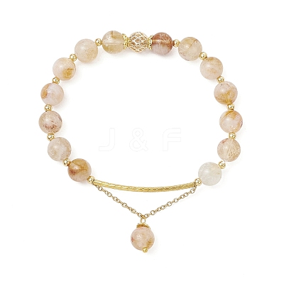 Natural Citrine Round Beaded Bracelets BJEW-JB11925-02-1