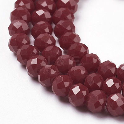 Faceted Solid Color Glass Rondelle Beads Strands X-GLAA-Q044-6mm-25-1