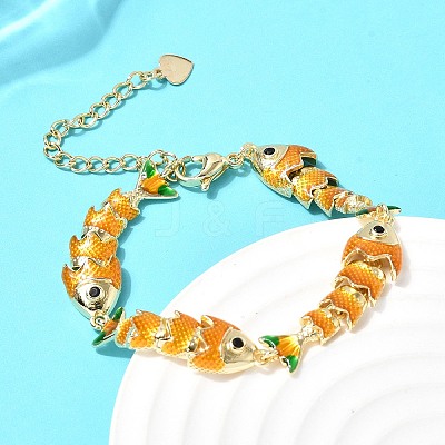 Brass Micro Pave Cubic Zirconia Link Chain Bracelets for Women BJEW-H639-01G-1