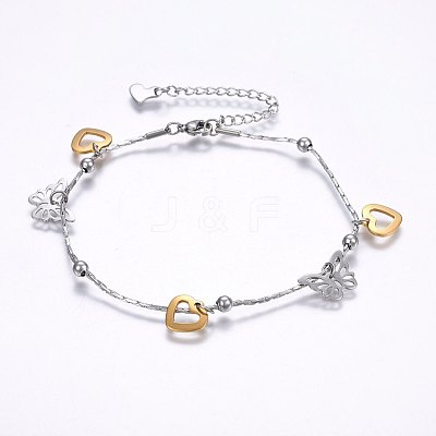 304 Stainless Steel Charm Bracelets STAS-O099-03GP-1