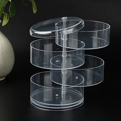 Rotatable 4-Layer Plastic Jewelry Storage Box AJEW-YW0001-14-1