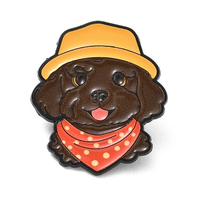 Poodle in Bucket Hat  Alloy Enamel Pins AL-CBA6DDE-03A-1
