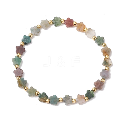 Natural Indian Agate Beads Stretch Bracelets for Women BJEW-JB11768-01-1