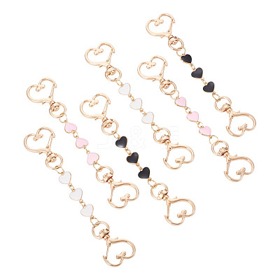 6Pcs 3 Styles Alloy Enamel Heart Link Bag Extender Chains KEYC-TAC00058-1