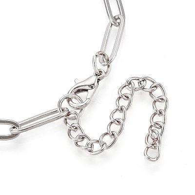 201 Stainless Steel Paperclip Chain Bracelets for Women BJEW-N036-02P-1