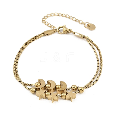 304 Stainless Steel Box Chain Multi-strand Bracelets for Women LS-BJEW-K291-01G-1