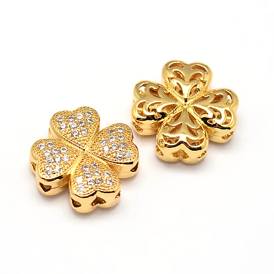 Clover Brass Micro Pave Cubic Zirconia Beads X-ZIRC-E010-10G-1