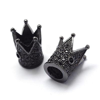 Rack Plating Brass Cubic Zirconia Beads ZIRC-S034-01B-1
