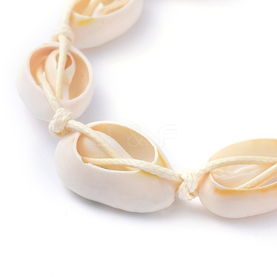 Adjustable Printed Cowrie Shell Braided Bead Bracelets BJEW-JB05154-01-1
