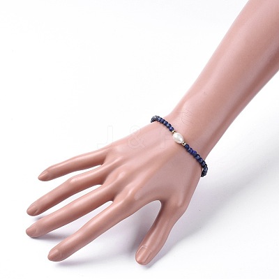 Natural Lapis Lazuli(Dyed) Beads Stretch Bracelets BJEW-JB04676-02-1
