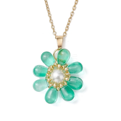 Glass & Glass Pearl Beads Pendants Necklaces for Women NJEW-MZ00106-02-1