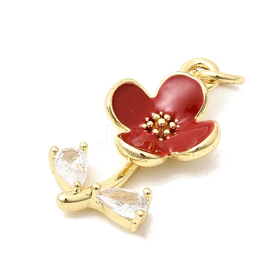 Brass Pave Clear Cubic Zirconia Pendants KK-G554-05G-03-1