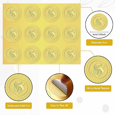 34 Sheets Self Adhesive Gold Foil Embossed Stickers DIY-WH0509-017-1