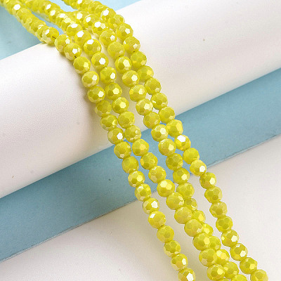 Faceted Round Full Rainbow Plated Electroplate Glass Beads Strands X-EGLA-J130-FR05-1